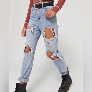 BDG Women's Distressed Light Wash Denim High Rise Jeans 28